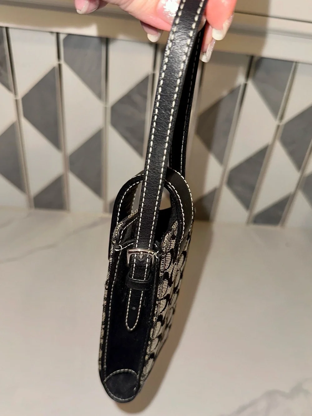 Y2K Vintage Coach Signature Canvas Phone Pouch in Black Canvas